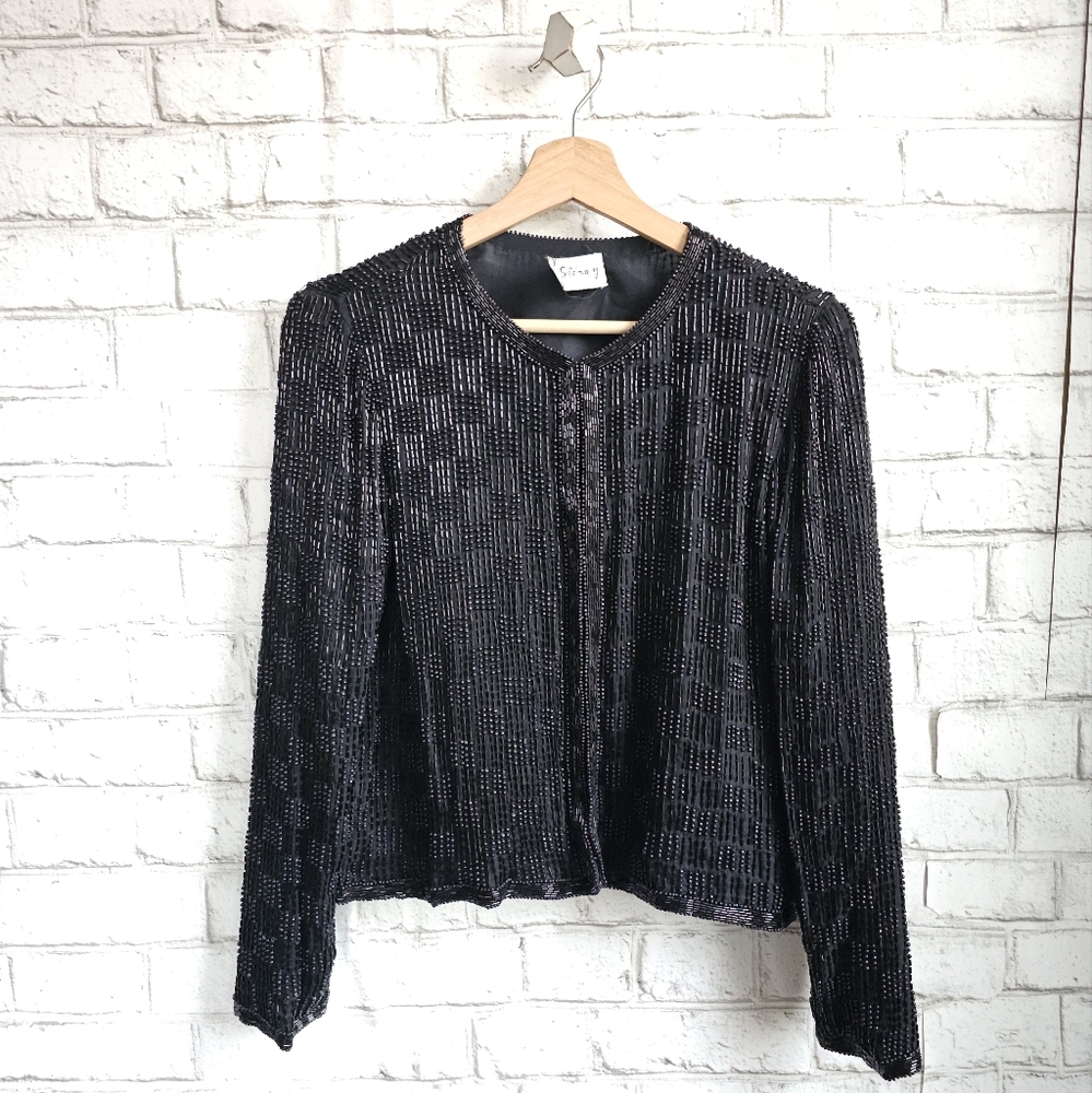 ☆ VINTAGE Sténay Silk Embellished Shell Jacket, *S/M